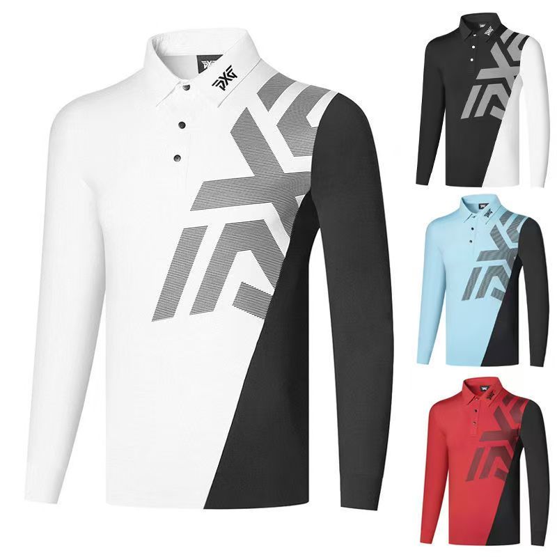 Pxg ฤดูใบไม้ร่วงกอล์ฟเสื้อผ้าผู้ชายแขนยาว Breathable Quick-Drying เสื้อยืดกีฬากลางแจ้ง Jersey Slim-F