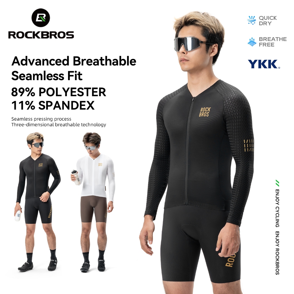ROCKBROS เสื้อเจอร์ซีย์ปั่นจักรยานผู้ชาย ไร้ตะเข็บ ยืดหยุ่น ซิป ระบายอากาศ แห้งเร็ว เหมาะสำหรับกีฬากลางแจ้ง