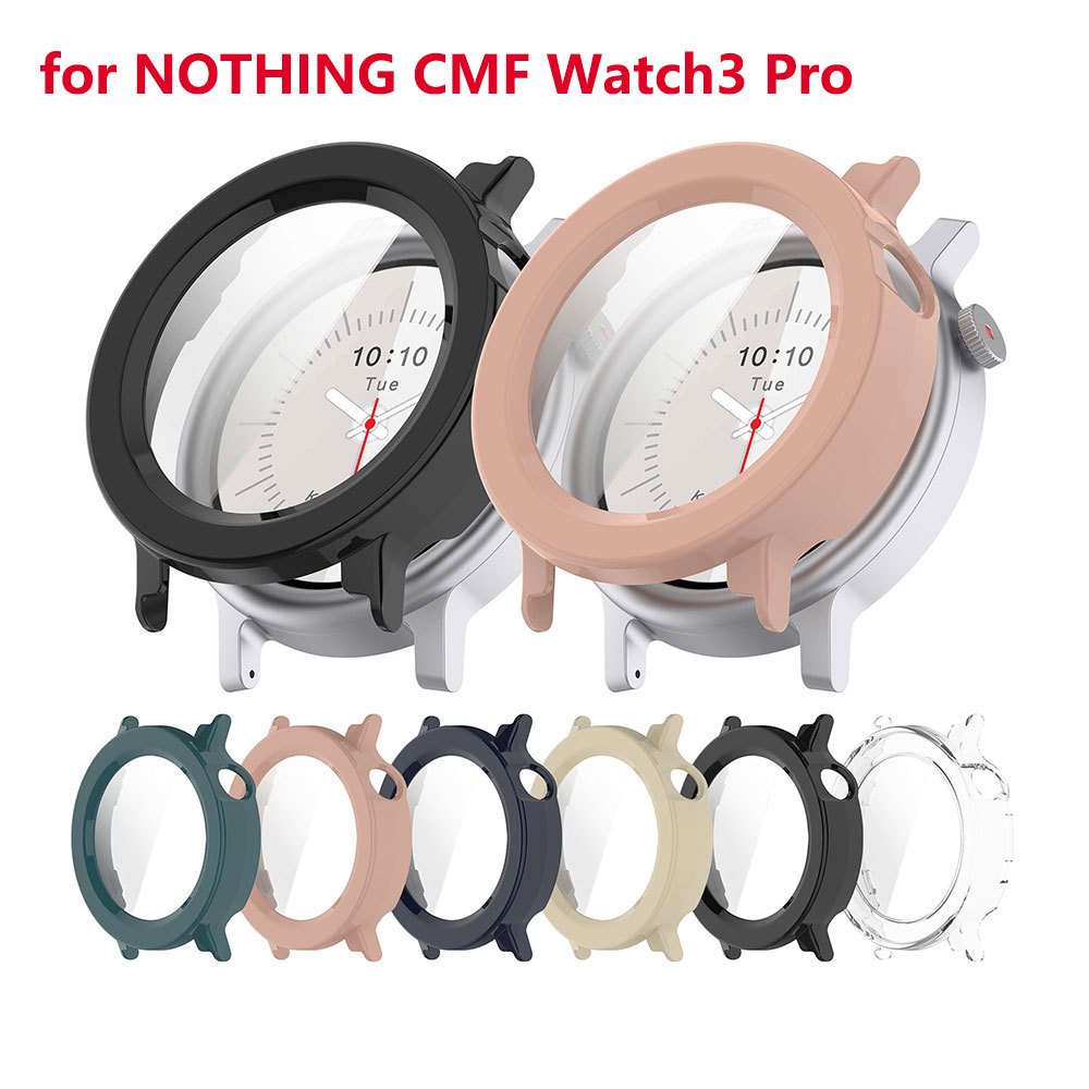 เคสสําหรับ CMF Watch3 Pro, เคสป้องกันในตัวฟิล์มกระจกนิรภัย Hard PC ป้องกันหน้าจอสําหรับ NOTHING CMF 