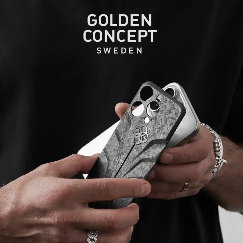 Luxury Golden Magnetic Shield Carbon Case สําหรับ iPhone รูปที่ 2
