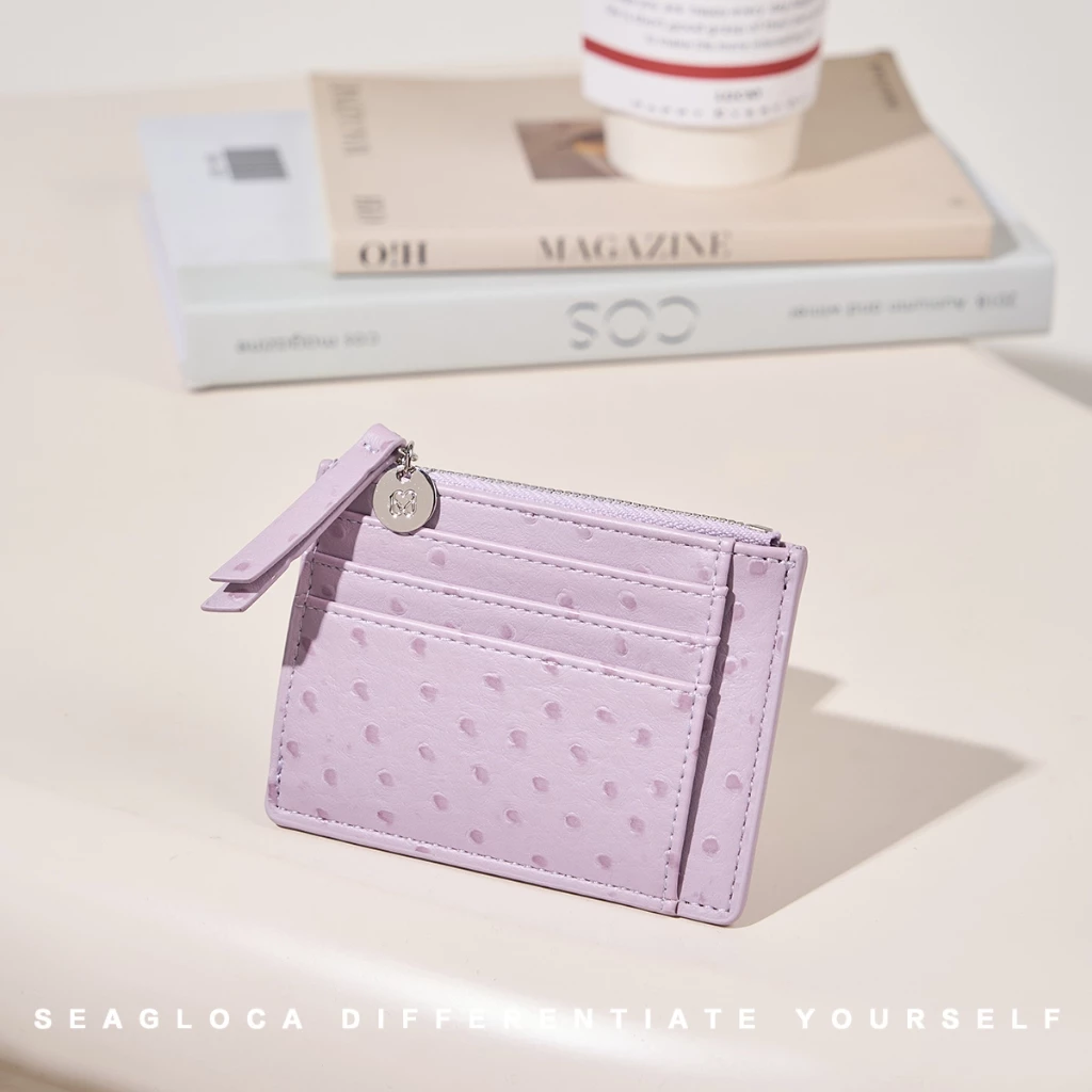 SeaGloca กระเป๋าใส่บัตรสีลาลักลายพิมพ์เส้นใยเครื่องแต่งกายแบบลูกวัวสำหรับผู้หญิง 35 thumbnail 5