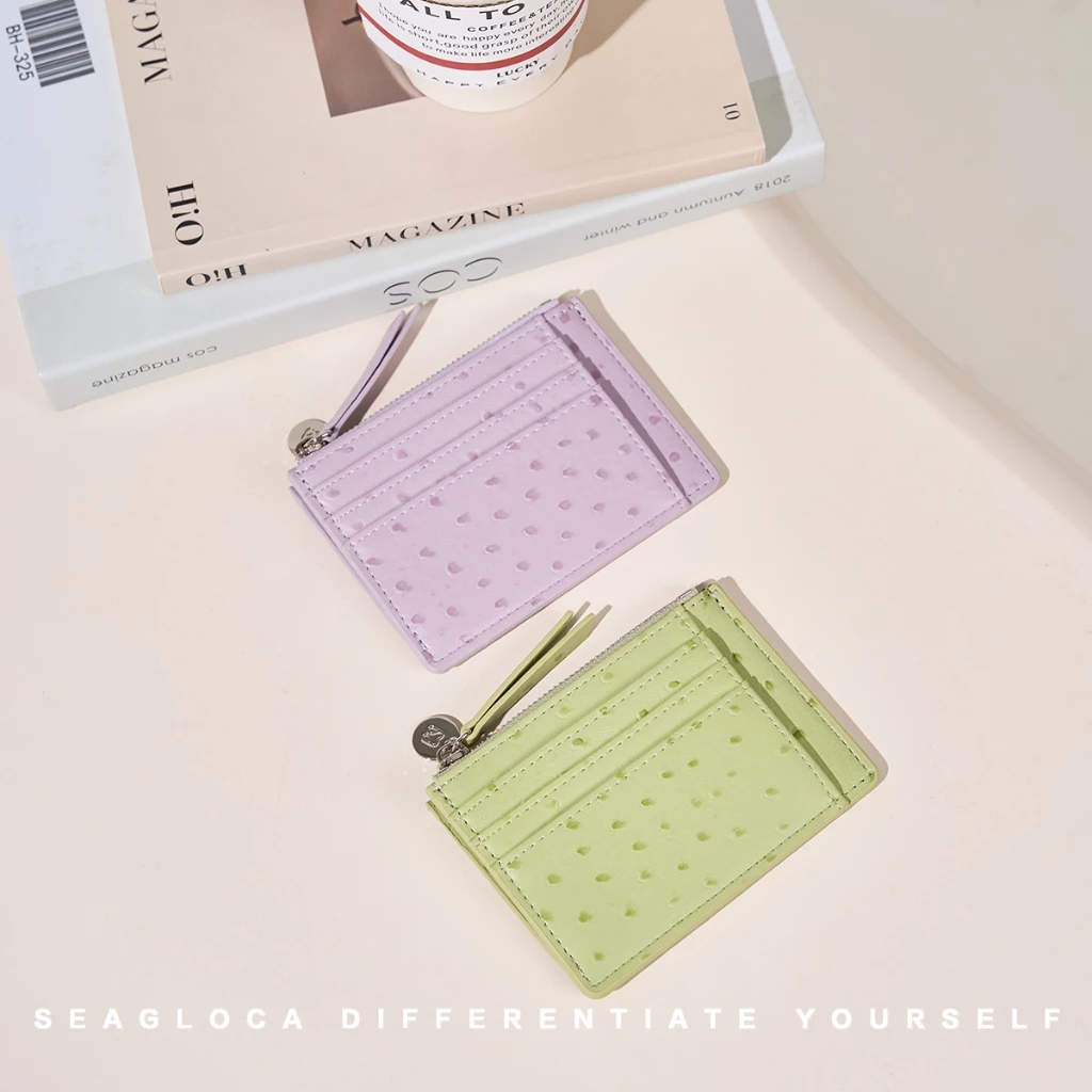 SeaGloca กระเป๋าใส่บัตรสีลาลักลายพิมพ์เส้นใยเครื่องแต่งกายแบบลูกวัวสำหรับผู้หญิง 35 thumbnail 3