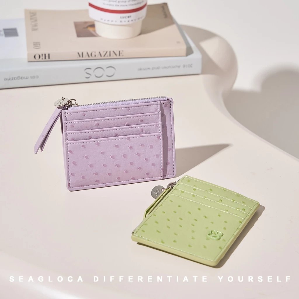 SeaGloca กระเป๋าใส่บัตรสีลาลักลายพิมพ์เส้นใยเครื่องแต่งกายแบบลูกวัวสำหรับผู้หญิง 35 thumbnail 4