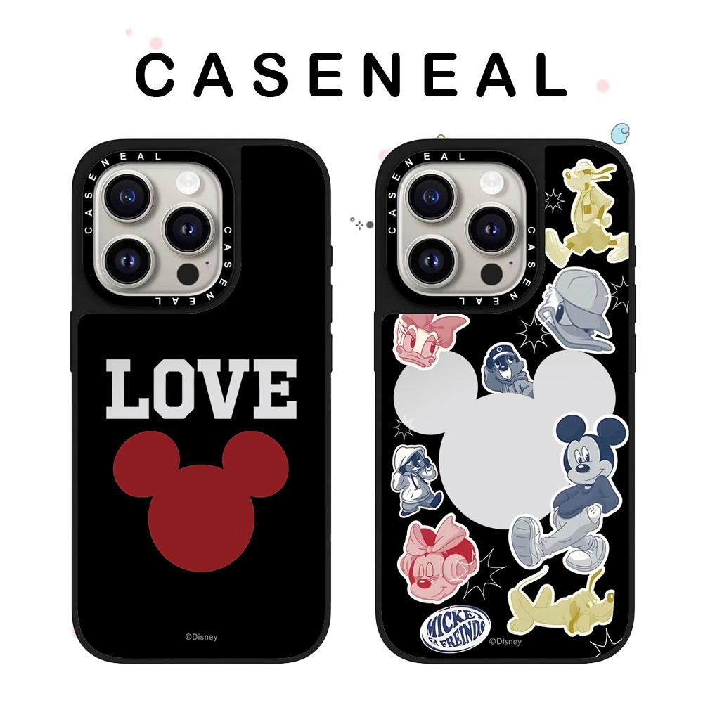 CASENEAL Love Mickey กระจกคุณภาพสูงเคสโทรศัพท์เหมาะสําหรับiPhone 17ProMax 17pro 17 air 16promax 16 15promax 15 14promax 13 13Promaxแฟชั่นAnti Drop Hard Cas