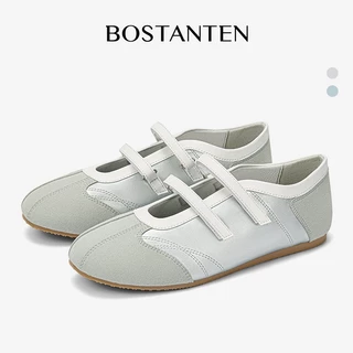 BOSTANTEN รองเท้ามารีย์ผู้หญิง หัว T สายคู่ปรับได้ นุ่มสบาย พื้นนุ่ม กันลื่น ระบายอากาศ ใช้งานประจำวัน Ballet Training