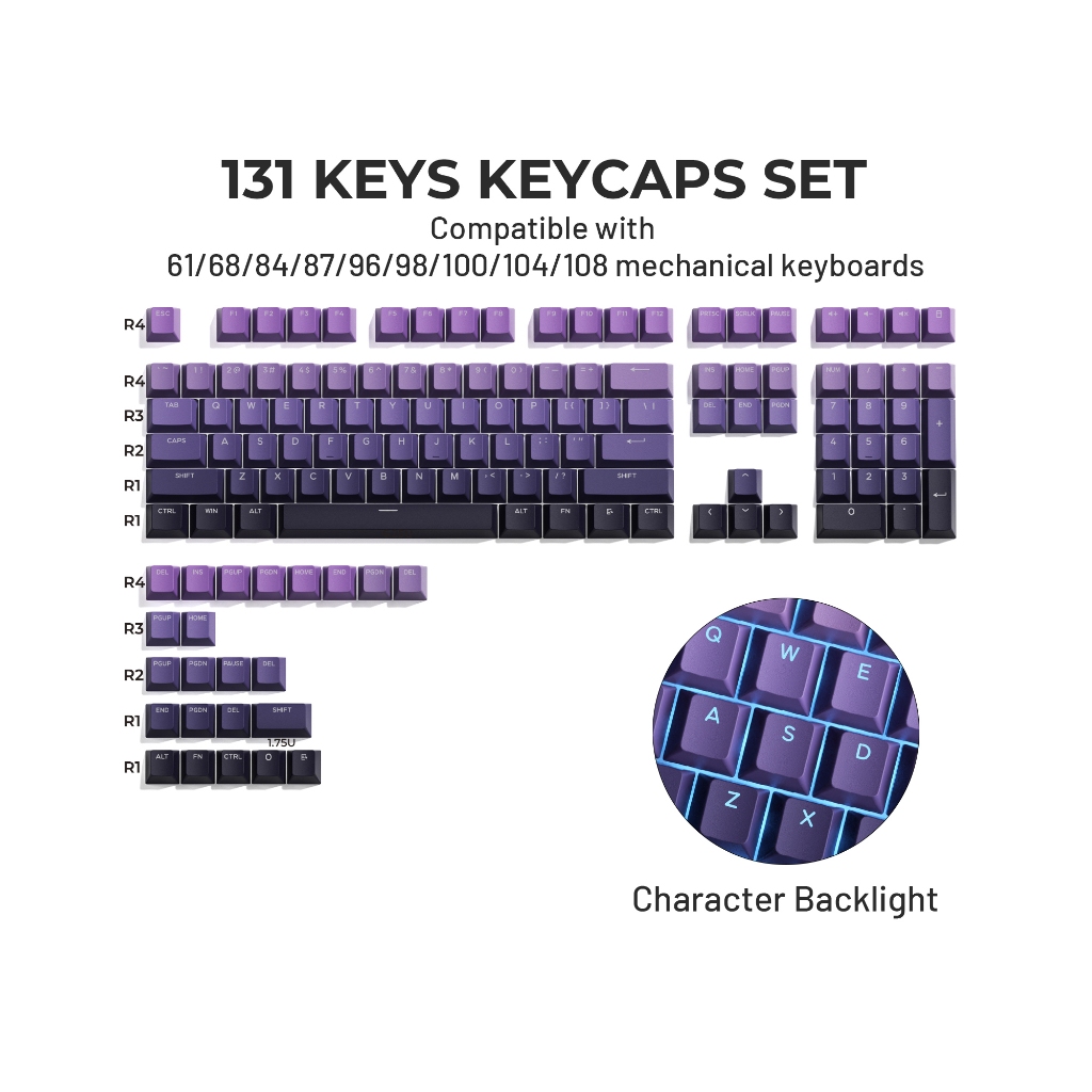 XVX D0O7 ชุดปุ่มกด 131 สําหรับ xvx MX 61 68 104 คีย์บอร์ด keycaps คีย์บอร์ด keycaps Mechanical คีย์บ