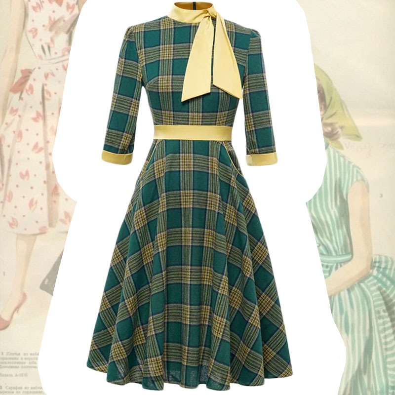 Hepburn Classy Retro 1950s 60s Court retro slim fit lapel แขนสามในสี่อารมณ์สีตัดกัน