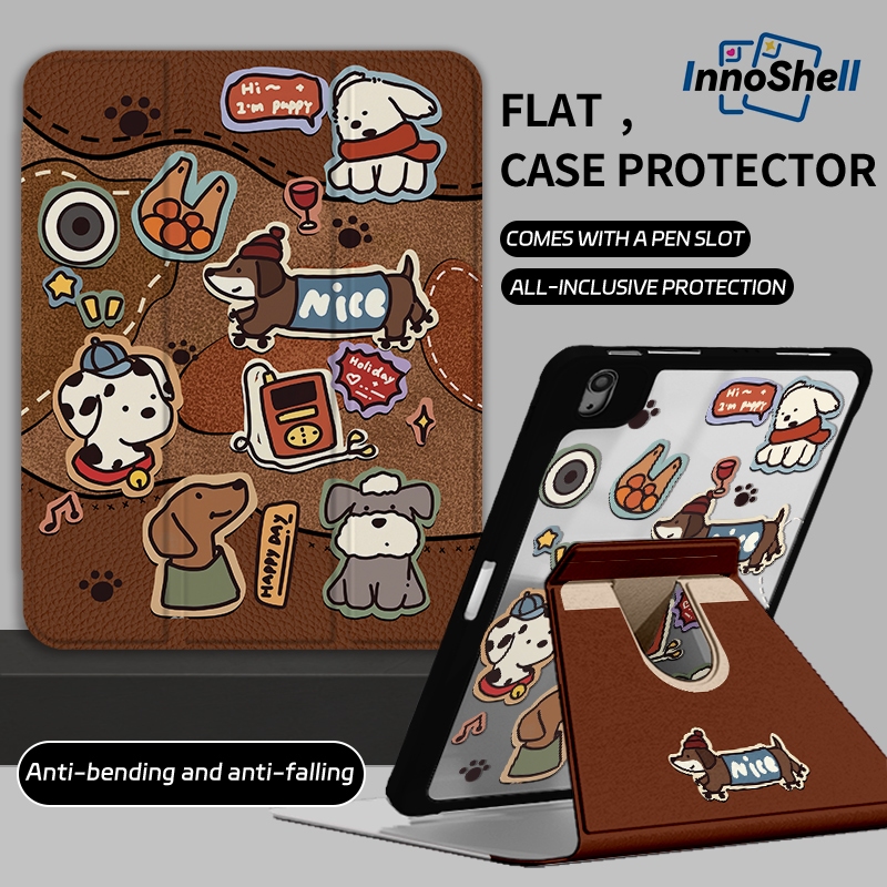 InnoShell 💥พร้อมส่ง💥เคส iPad gen9 Gen11 pro11 2024 ซิลิก้าเจล พร้อมถาดใส่ปากกา หนังDog เคสไอแพด หมุน 360 องศา Air7 Air6 gen10 mini7