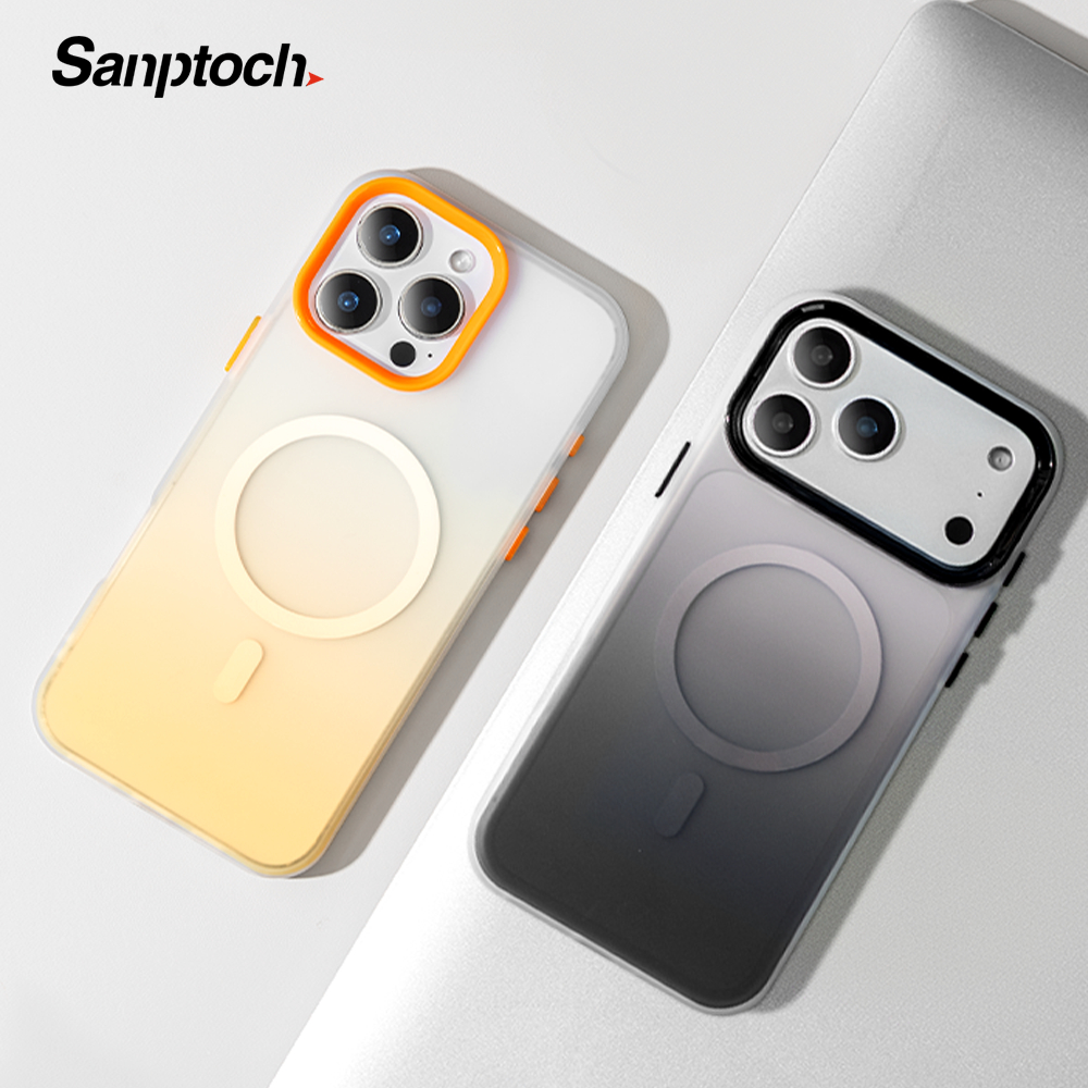 Sanptoch Candy สี Matte เคสโทรศัพท์แม่เหล็กสําหรับ iPhone 17 16 15 14 Pro Max Plus หรูหรา Frosted Gradient Hard ปกหลังสําหรับ iPhone 17 Air ทหารกันกระแทก SkinFriend ปลอก
