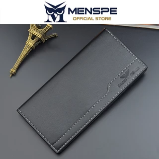 MENSPE กระเป๋าสตางค์ใบยาวสำหรับผู้ชาย หนัง PU นุ่ม บางเฉียบ กระเป๋าใส่เหรียญสำหรับเดินทาง ใส่บัตรประจำตัว และใส่บัตรเครดิต