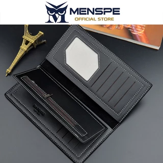 MENSPE กระเป๋าสตางค์ใบยาวสำหรับผู้ชาย หนัง PU นุ่ม บางเฉียบ กระเป๋าใส่เหรียญสำหรับเดินทาง ใส่บัตรประจำตัว และใส่บัตรเครดิต