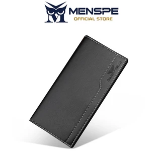 MENSPE กระเป๋าสตางค์ใบยาวสำหรับผู้ชาย หนัง PU นุ่ม บางเฉียบ กระเป๋าใส่เหรียญสำหรับเดินทาง ใส่บัตรประจำตัว และใส่บัตรเครดิต