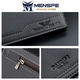 MENSPE กระเป๋าสตางค์ใบยาวสำหรับผู้ชาย หนัง PU นุ่ม บางเฉียบ กระเป๋าใส่เหรียญสำหรับเดินทาง ใส่บัตรประจำตัว และใส่บัตรเครดิต