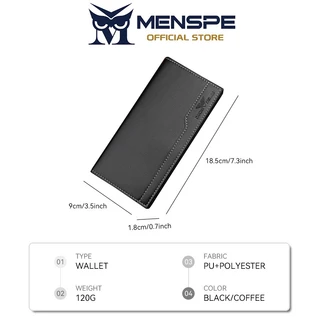 MENSPE กระเป๋าสตางค์ใบยาวสำหรับผู้ชาย หนัง PU นุ่ม บางเฉียบ กระเป๋าใส่เหรียญสำหรับเดินทาง ใส่บัตรประจำตัว และใส่บัตรเครดิต
