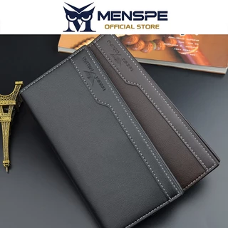 MENSPE กระเป๋าสตางค์ใบยาวสำหรับผู้ชาย หนัง PU นุ่ม บางเฉียบ กระเป๋าใส่เหรียญสำหรับเดินทาง ใส่บัตรประจำตัว และใส่บัตรเครดิต