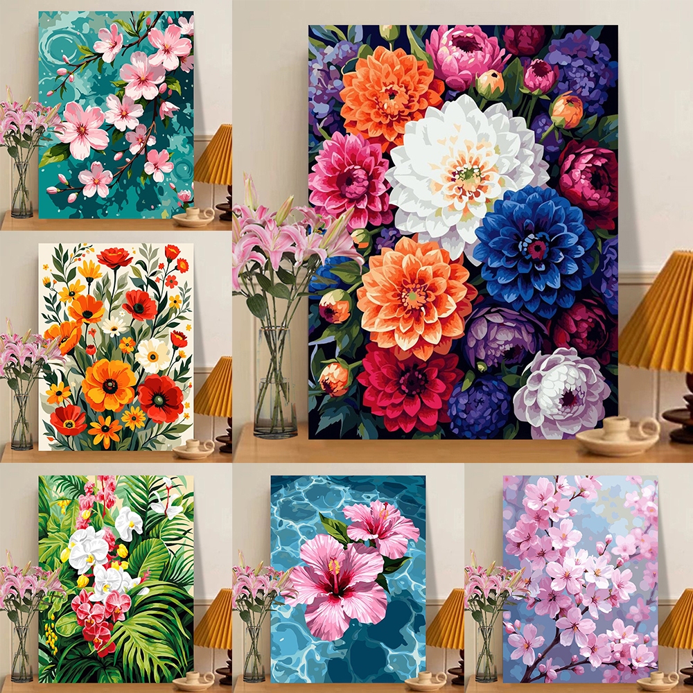 Drofe, ดอกไม้ ระบายสีตามตัวเลข, paint by number, ภาพระบายสี, ภาพวาด DIY, ภาพวาดผ้าใบ, ภาพวาดสีน้ํามัน, ภาพระบายสีตามตัวเลข, ภาพแต่งห้อง, ภาพติดผนัง