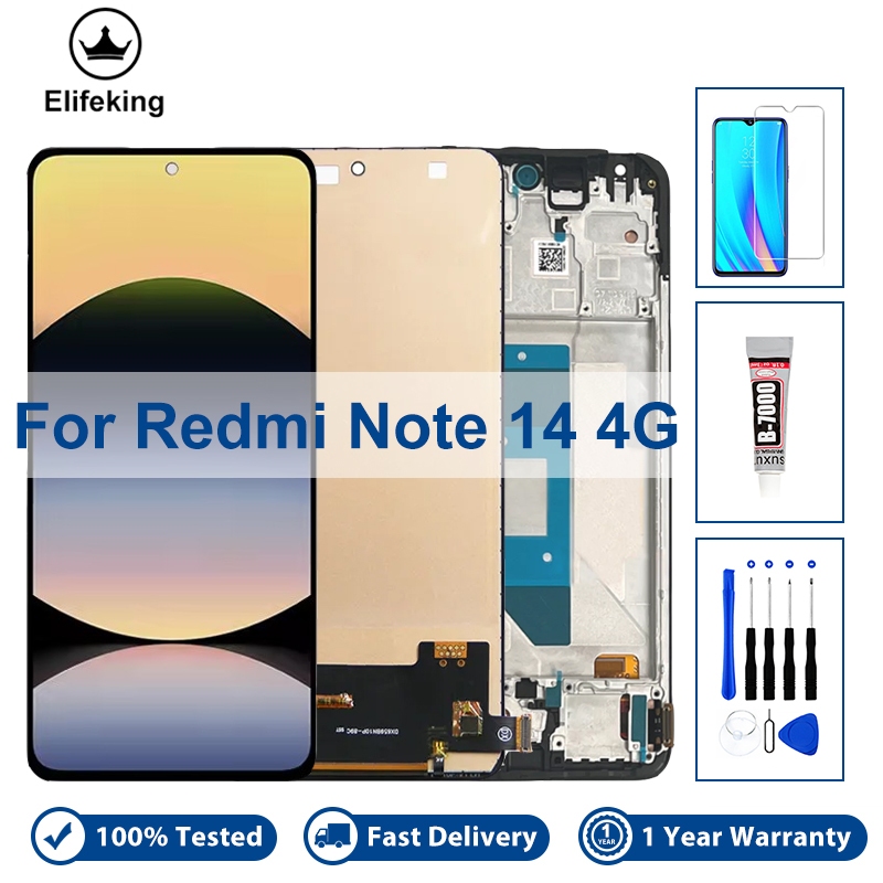 ทดสอบ 100% จอแสดงผล LCD สําหรับ Xiaomi Redmi หมายเหตุ 14 4G 24117RN76G หน้าจอสัมผัส Digitizer Assemb