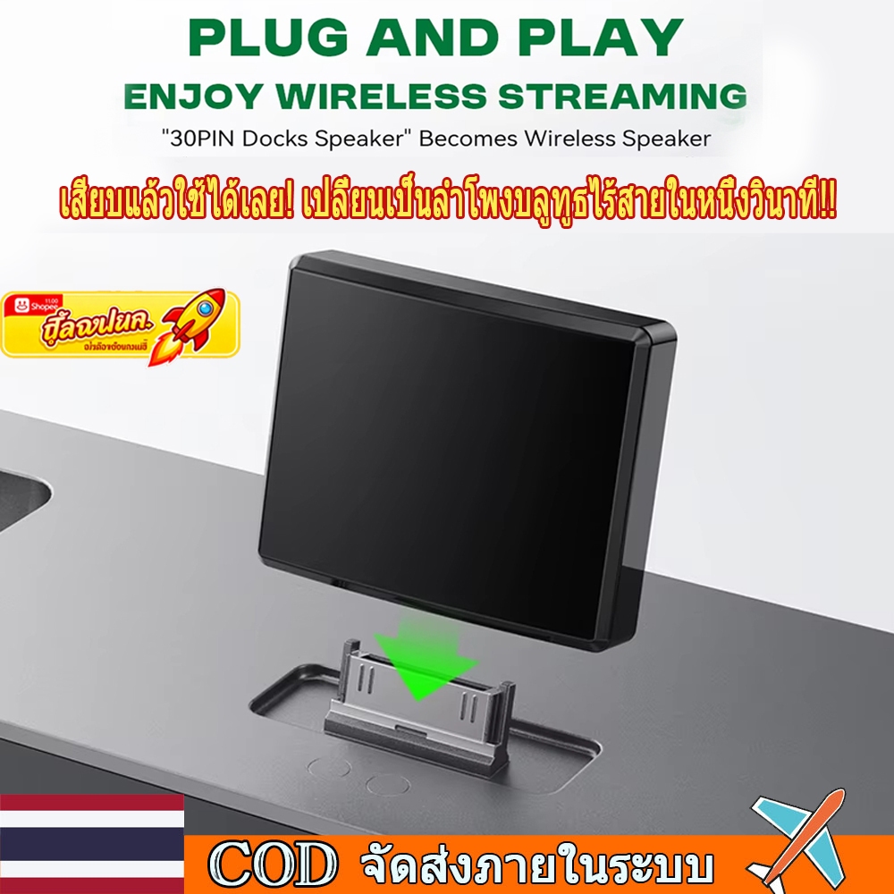 🚀ท้องถิ่น🚀30pin บลูทูธ 5.4 เครื่องรับสัญญาณเสียง HIFI Lossless เพลงความเข้ากันได้สูงอะแดปเตอร์ไร้สาย A2DP สําหรับ 30 พิน Docks ลําโพงอะนาล็อก