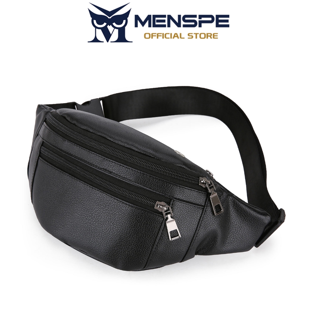 MENSPE กระเป๋าคาดหน้าอกผู้ชายแฟชั่น Unisex กีฬากลางแจ้งธุรกิจกันน้ํา PU ความจุขนาดใหญ่กระเป๋าข้ามร่างกายลําลอง