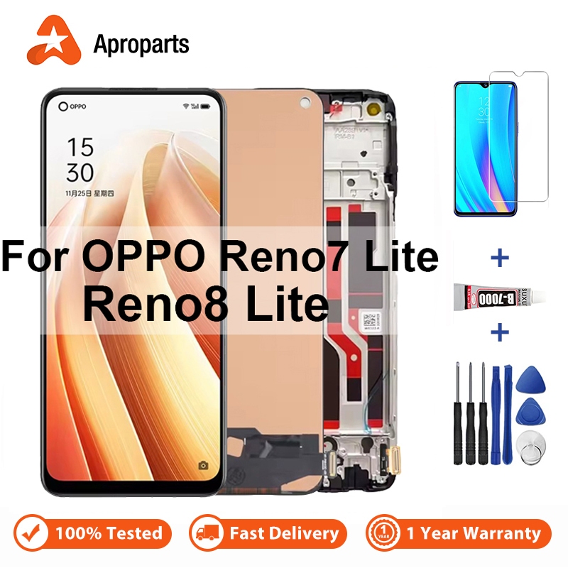 LCD สําหรับ OPPO Reno7 Reno8 Reno 7 8 Lite 5G CPH2343 จอแสดงผล Touch Screen Digitizer Assembly กรอบ