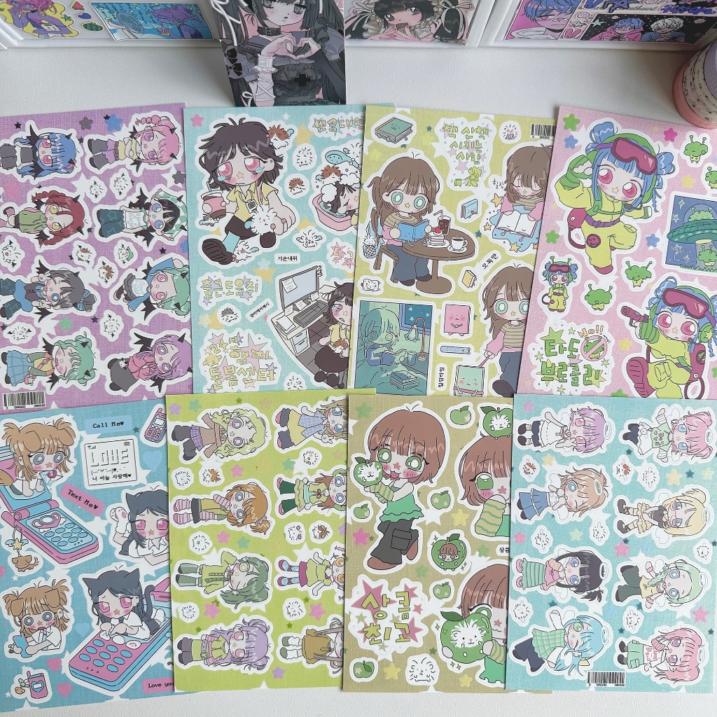 การ์ตูนน่ารักสาวสติกเกอร์หวานเย็นสาวสติกเกอร์ตัวละครบัญชีมือไดอารี่โน๊ตบุ๊คสมุดภาพ ทําเอง สติกเกอร์ตกแต่ง