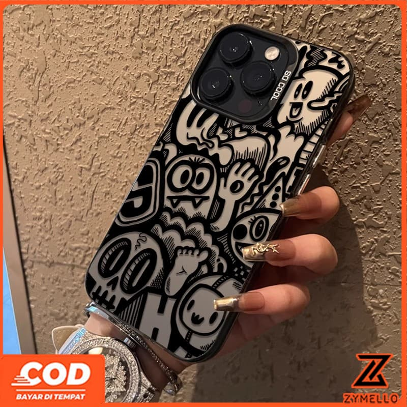 เข้ากันได้สําหรับiPhone 16 Pro Max 15 Pro Max 14 Pro Max 13 Pro Max 12 Pro Max 11 Pro Max XR 7 Plus 8 Plusแฟชั่นSkull graffiti IMDกันกระแทกTPUเคสโทรศัพท์