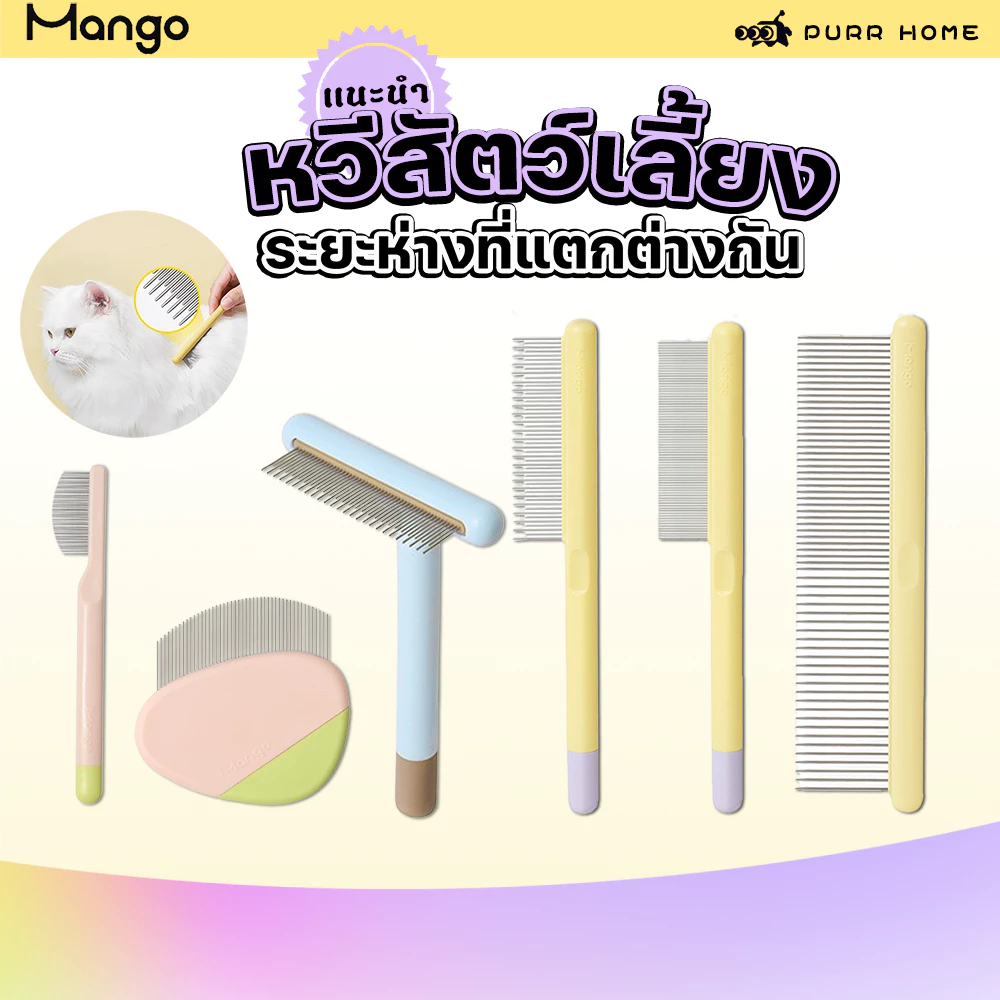 🔔 แปรงขนสัตว์แบบหวีปม Mango🎀 | เก็บขนหลุด+ไม่เจ็บ+ใช้ได้ทั้งแมวสุนัข 😻 (แปรงขนสัตว์ทุกประเภท)