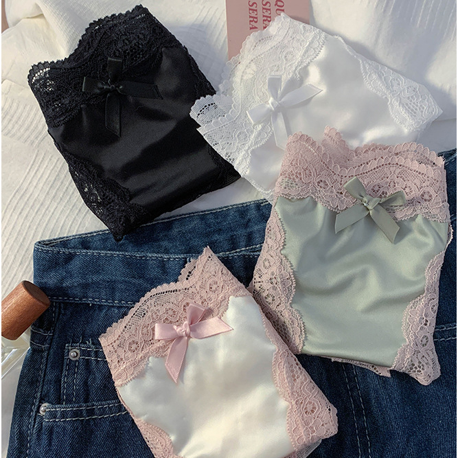🧡กางเกงชั้นในลูกไม้🧡เซ็กซี่ บริสุทธิ์ เป้าผ้าฝ้ายแท้ ผ่าสูง ขอบขาลูกไม้ ประดับโบว์ สวมใส่เซ็กซี่ - รูปที่ 7