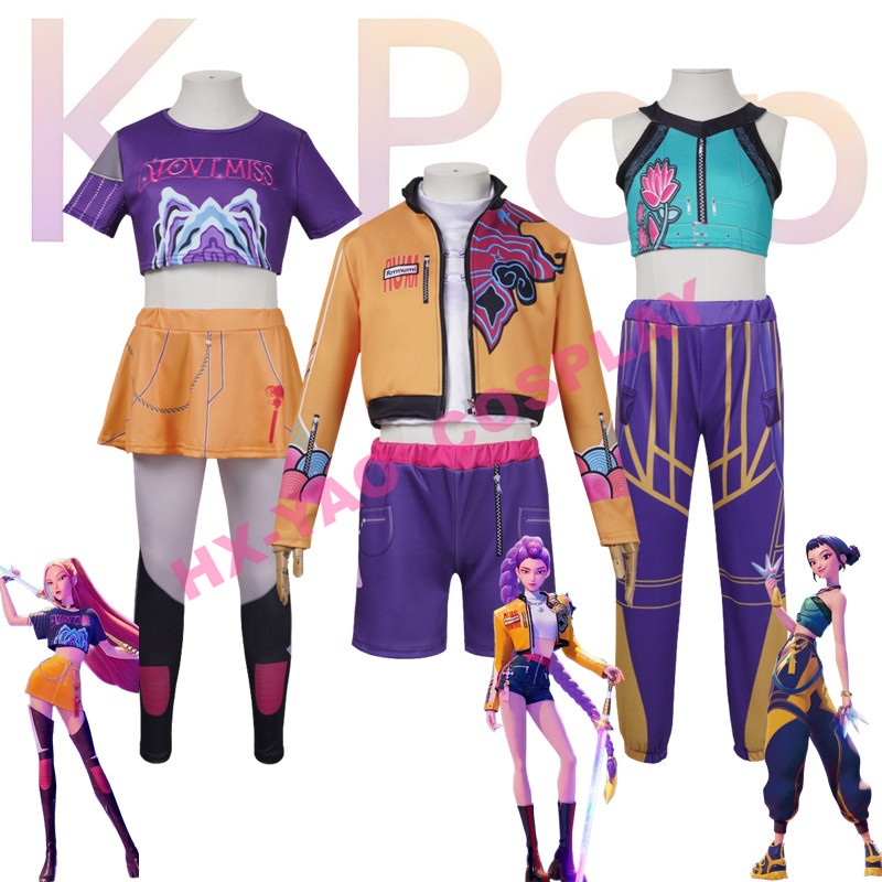 【HX-YAO】เสื้อผ้าเด็กฮาโลวีน Zoey Rumi Mira cosplay costumes KPop Demon Hunters เครื่องแต่งกายคอสเพลย
