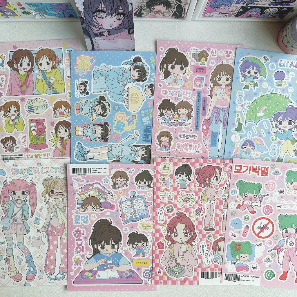 เกาหลีสาวการ์ตูนสติกเกอร์น่ารักสาวตัวละครสติกเกอร์บัญชีมือไดอารี่โน๊ตบุ๊ควางแผนสมุดภาพ ทําเอง สติกเกอร์ตกแต่ง