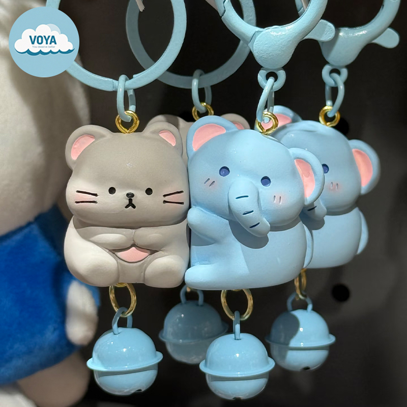 2ชิ้นชุดคู่แม่เหล็กน่ารักช้างและลูกแมวพวงกุญแจกระเป๋าเป้สะพายหลังแม่เหล็กจี้พวงกุญแจของขวัญวันเกิดเพื่อนที่ดีที่สุดของขวัญ