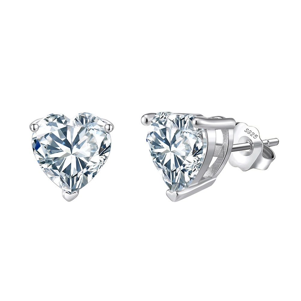 Total 6ct/8ct Heart Moissanite Diamond stud earrings 3ct+3ct/4ct+4ct heart moissanite Diamond