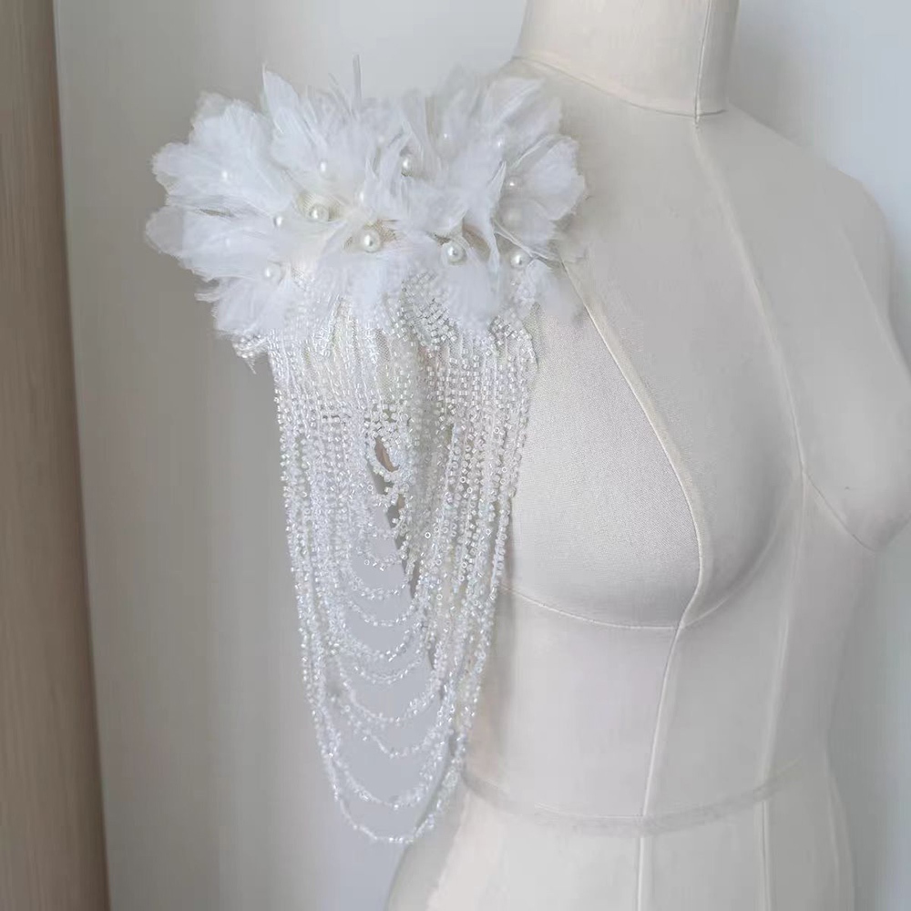 ชุดอุปกรณ์เสริมตกแต่งด้วยลูกปัดและดอกไม้สำหรับเสื้อผ้าแต่งงาน - รูปที่ 2