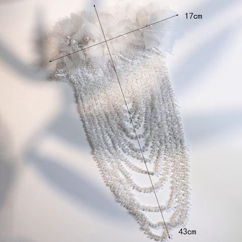 ชุดอุปกรณ์เสริมตกแต่งด้วยลูกปัดและดอกไม้สำหรับเสื้อผ้าแต่งงาน - รูปที่ 5