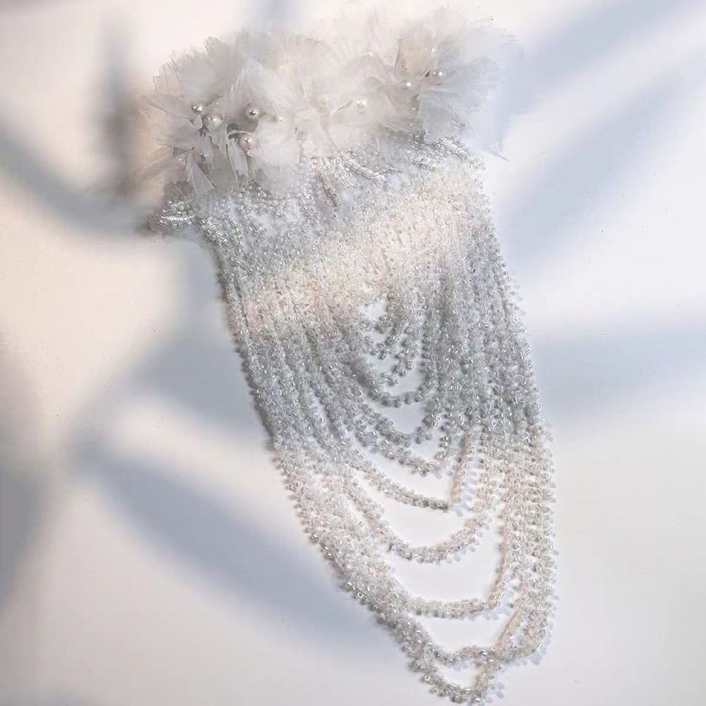 ชุดอุปกรณ์เสริมตกแต่งด้วยลูกปัดและดอกไม้สำหรับเสื้อผ้าแต่งงาน - รูปที่ 6