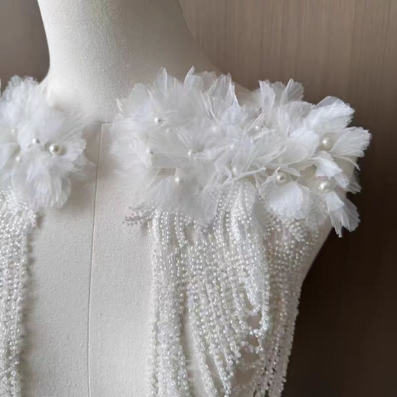 ชุดอุปกรณ์เสริมตกแต่งด้วยลูกปัดและดอกไม้สำหรับเสื้อผ้าแต่งงาน - รูปที่ 4