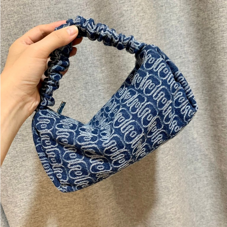 กระเป๋าถือ Superfine Alexander Wang สีฟ้ายีนส์สำหรับกิจกรรมกลางแจ้งและแฟชั่น ขนาด 25x13x11 cm