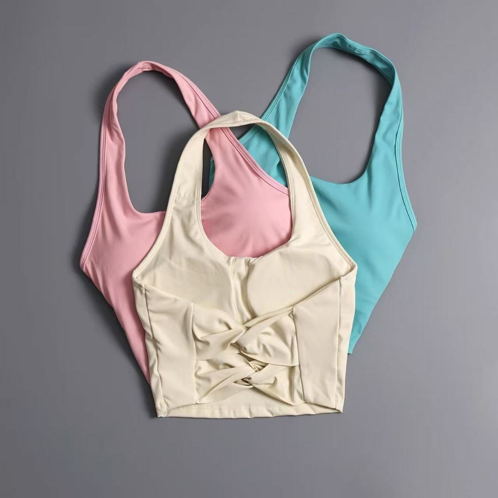 เซ็กซี่คอเชือกแขวนคอกีฬาเสื้อกั๊กผู้หญิงกันกระแทกวิ่งความงามกลับมืออาชีพพิลาทิสการฝึกอบรมชุดชั้นในฟิตเนสโยคะชุดชั้นในสูท