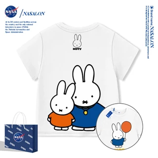 NASA เสื้อยืดเด็ก มิฟฟี่ลายการ์ตูน ผ้าฝ้าย 100% เสื้อยืดเด็กแขนสั้น นุ่มสบาย ระบายอากาศดี ทรงหลวม