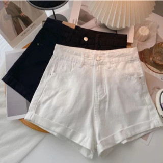 NICO BRA ผู้หญิงเกาหลีกางเกงยีนส์ขาสั้น เอวสูงเรียบๆกางเกงขา…