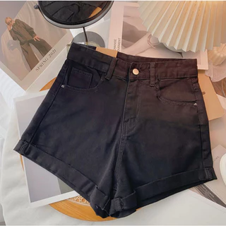 ❤️MicoGirl🤍 ผู้หญิงเกาหลีกางเกงยีนส์ขาสั้น เอวสูงเรียบๆกางเกงขาสั้น S-2XL สีพื้น ทรงสลิมฟิตพื้นฐาน