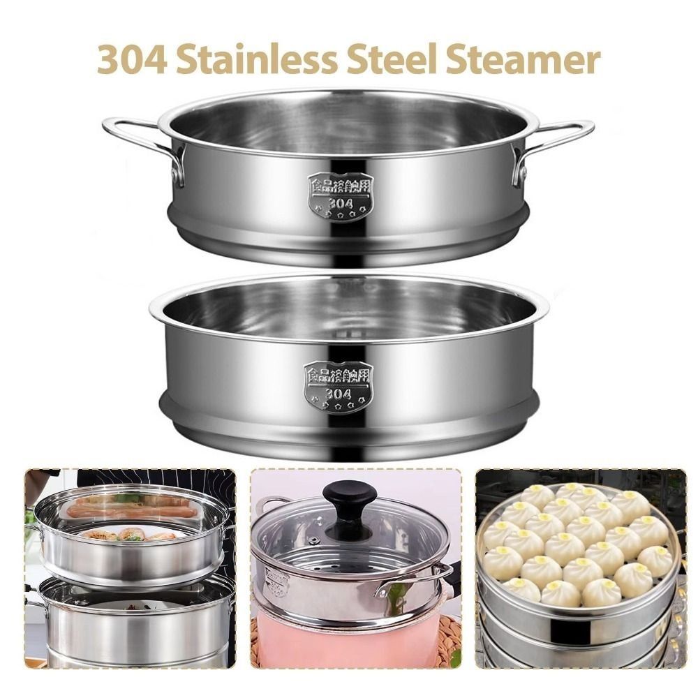 Roundin Steam Rack, 304 สแตนเลสพร้อมตะกร้านึ่งหูคู่,มัลติฟังก์ชั่ครัวเครื่องมือทําอาหาร Generic หม้อนึ่งตาราง