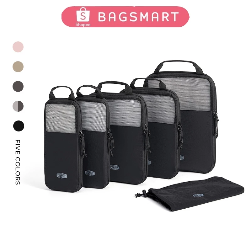 BAGSMART ใหม่ Travel Packing Cubes การบีบอัด 6 ชิ้นกระเป๋าเดินทางกระเป๋าเดินทางขยายกระเป๋าเก็บเสื้อผ้า