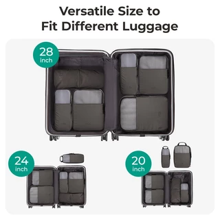 BAGSMART ใหม่ Travel Packing Cubes การบีบอัด 6 ชิ้นกระเป๋าเดินทางกระเป๋าเดินทางขยายกระเป๋าเก็บเสื้อผ้า