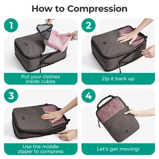BAGSMART ใหม่ Travel Packing Cubes การบีบอัด 6 ชิ้นกระเป๋าเดินทางกระเป๋าเดินทางขยายกระเป๋าเก็บเสื้อผ้า