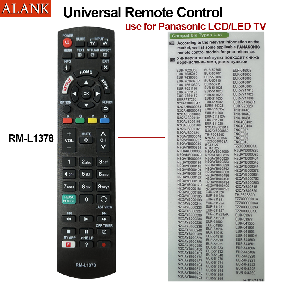 ALANK Remote รีโมททีวี Panasonic แบบ LCD / LED รีโมทอเนกประสงค์ รุ่น RM-L1378