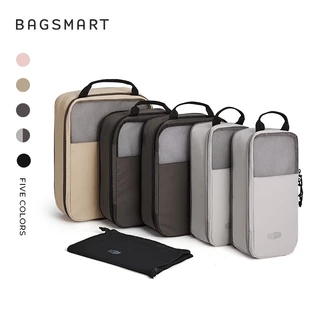 BAGSMART ใหม่ Travel Packing Cubes การบีบอัด 6 ชิ้นกระเป๋าเดินทางกระเป๋าเดินทางขยายกระเป๋าเก็บเสื้อผ้า