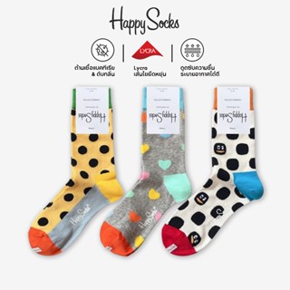 Happy Socks ถุงเท้ายาว ผ้าฝ้าย แฟชั่นสําหรับผู้หญิง หัวใจ