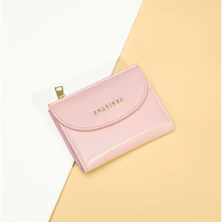 Seagloca ใหม่ กระเป๋าสตางค์ใบสั้น สีพื้น พับได้ แฟชั่นเกาหลี เรียบง่าย มัลติฟังก์ชั่น สําหรับผู้หญิง No 1643