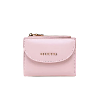 Seagloca ใหม่ กระเป๋าสตางค์ใบสั้น สีพื้น พับได้ แฟชั่นเกาหลี เรียบง่าย มัลติฟังก์ชั่น สําหรับผู้หญิง No 1643
